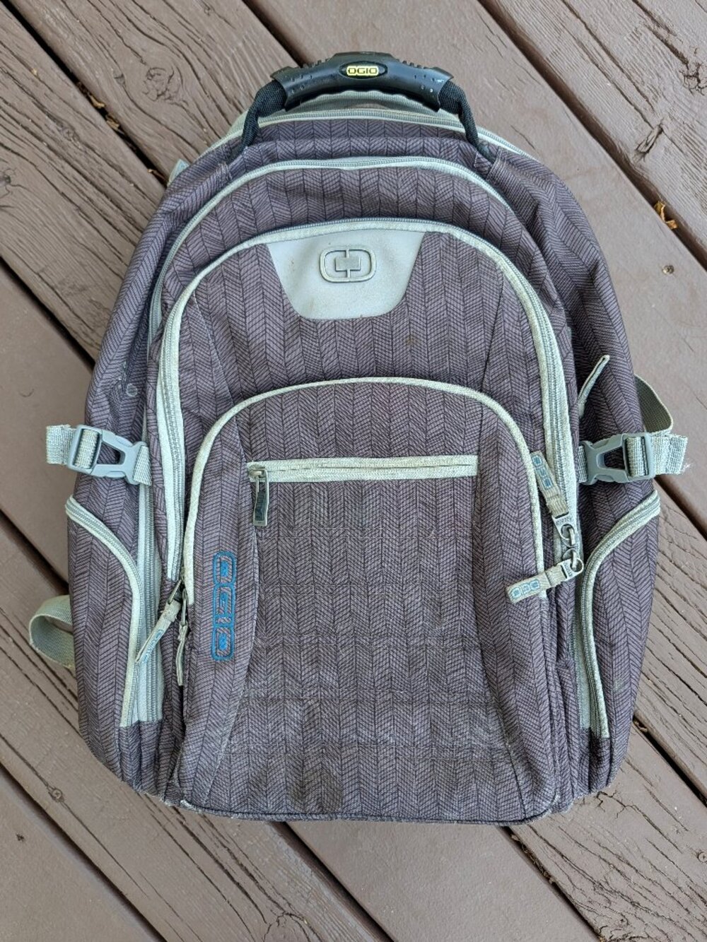 OGIO Urban 17 Laptop Backpack Watson Grey Light Blue Mint Herringbone